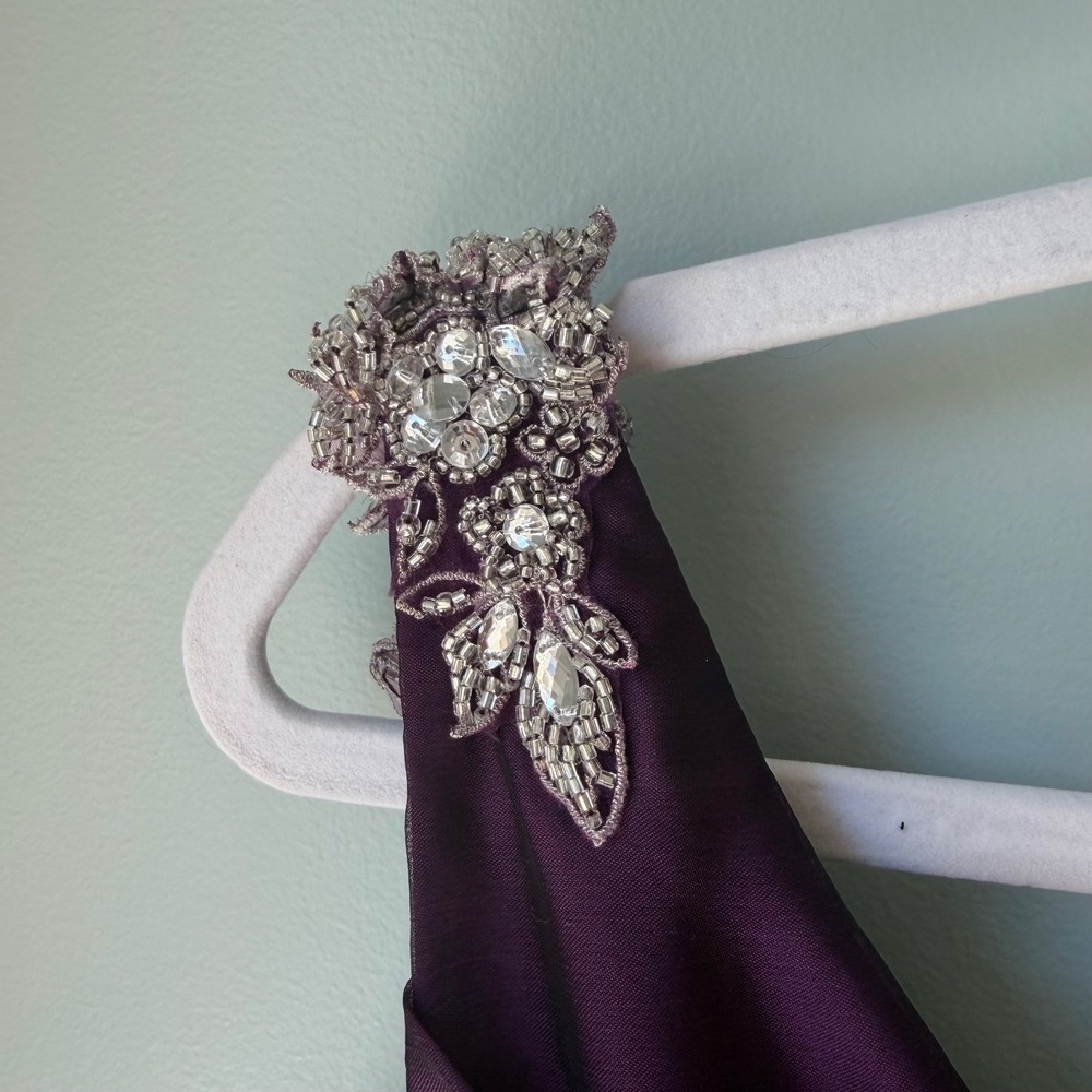 Jade Couture Dress Mother of the Bride Groom Ruched One Shoulder Purple Size 6 - Picture 10 of 16